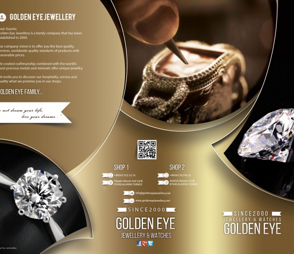 Alanya golden eye jewellery tri fold photoshop work